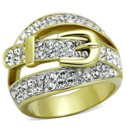 Picture of TK1906 - Stainless Steel Ring Two-Tone IP Gold (Ion Plating) Women Top Grade Crystal Clear