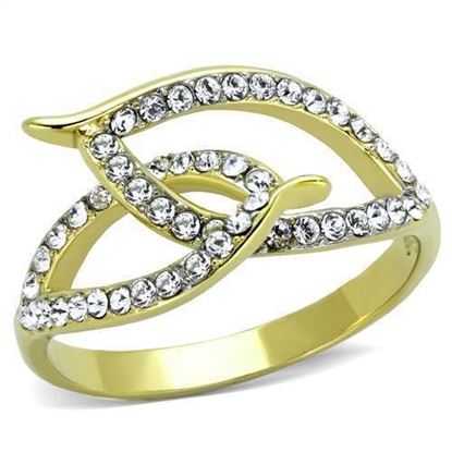 Picture of TK1907 - Stainless Steel Ring Two-Tone IP Gold (Ion Plating) Women Top Grade Crystal Clear