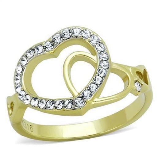 Picture of TK1908 - Stainless Steel Ring Two-Tone IP Gold (Ion Plating) Women Top Grade Crystal Clear