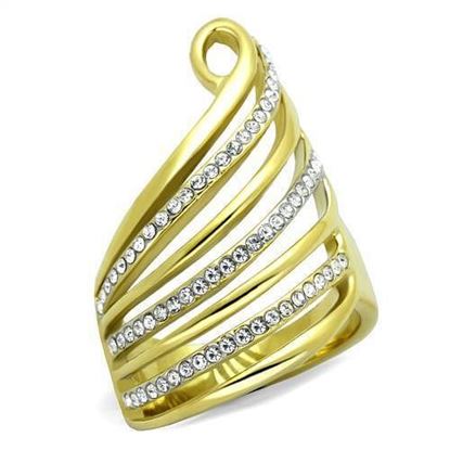 Picture of TK1909 - Stainless Steel Ring Two-Tone IP Gold (Ion Plating) Women Top Grade Crystal Clear