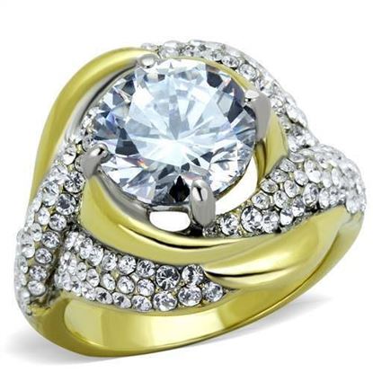 Picture of TK1910 - Stainless Steel Ring Two-Tone IP Gold (Ion Plating) Women AAA Grade CZ Clear