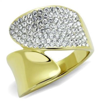 Picture of TK1912 - Stainless Steel Ring Two-Tone IP Gold (Ion Plating) Women Top Grade Crystal Clear