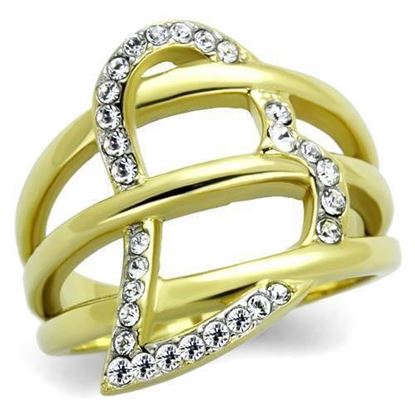 Picture of TK1913 - Stainless Steel Ring Two-Tone IP Gold (Ion Plating) Women Top Grade Crystal Clear