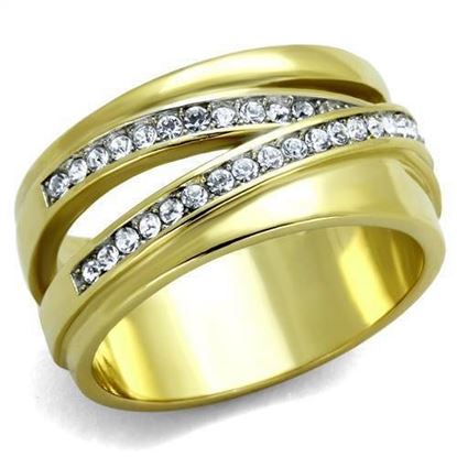 Picture of TK1914 - Stainless Steel Ring Two-Tone IP Gold (Ion Plating) Women Top Grade Crystal Clear