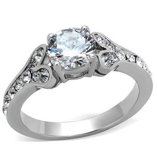 Picture of TK1918 - Stainless Steel Ring High polished (no plating) Women AAA Grade CZ Clear