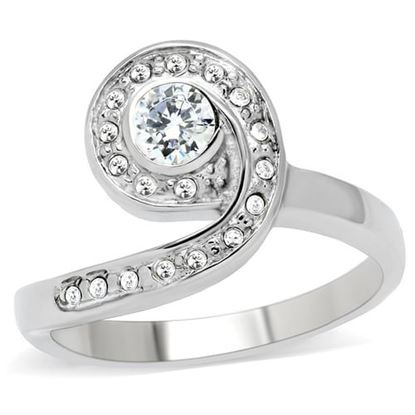 Picture of TK195 - Stainless Steel Ring High polished (no plating) Women AAA Grade CZ Clear