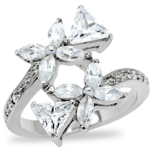 Picture of TK196 - Stainless Steel Ring High polished (no plating) Women AAA Grade CZ Clear