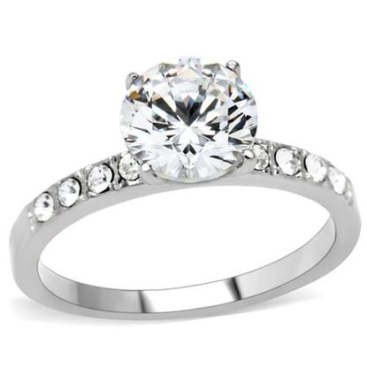 Picture of TK198 - Stainless Steel Ring High polished (no plating) Women AAA Grade CZ Clear