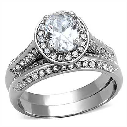 Picture of TK1W163 - Stainless Steel Ring High polished (no plating) Women AAA Grade CZ Clear