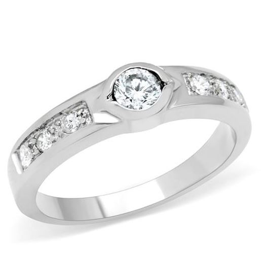 Picture of TK200 - Stainless Steel Ring High polished (no plating) Women AAA Grade CZ Clear