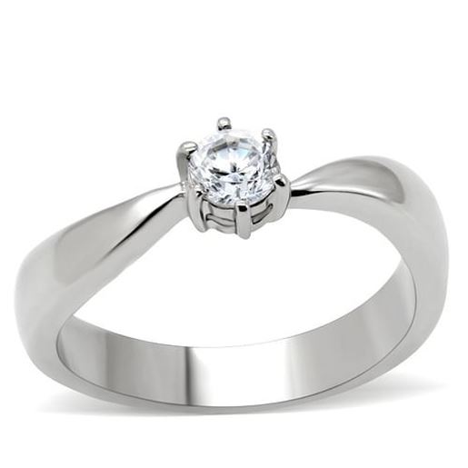 Picture of TK201 - Stainless Steel Ring High polished (no plating) Women AAA Grade CZ Clear