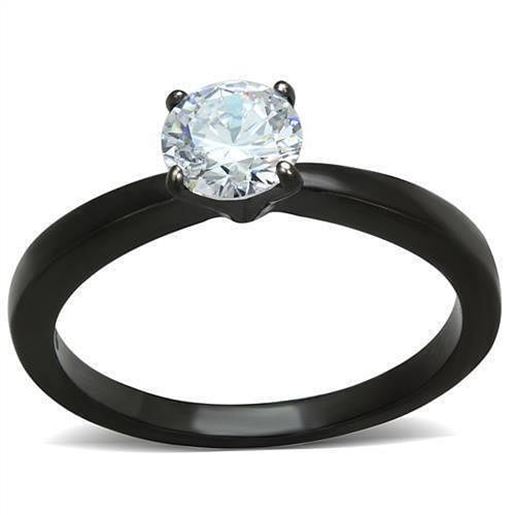 Picture of TK2013 - Stainless Steel Ring IP Black(Ion Plating) Women AAA Grade CZ Clear