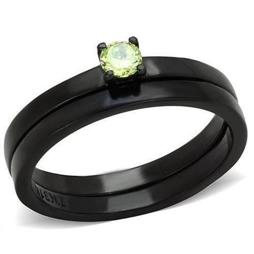 Picture of TK2015 - Stainless Steel Ring IP Black(Ion Plating) Women AAA Grade CZ Apple Green color