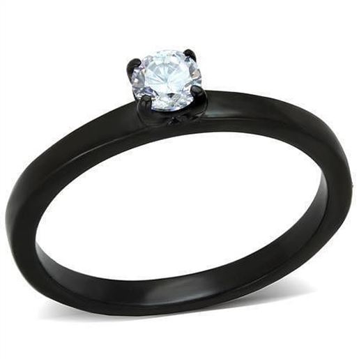 Picture of TK2016 - Stainless Steel Ring IP Black(Ion Plating) Women AAA Grade CZ Clear