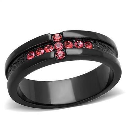 Picture of TK2017 - Stainless Steel Ring IP Black(Ion Plating) Women Top Grade Crystal Rose