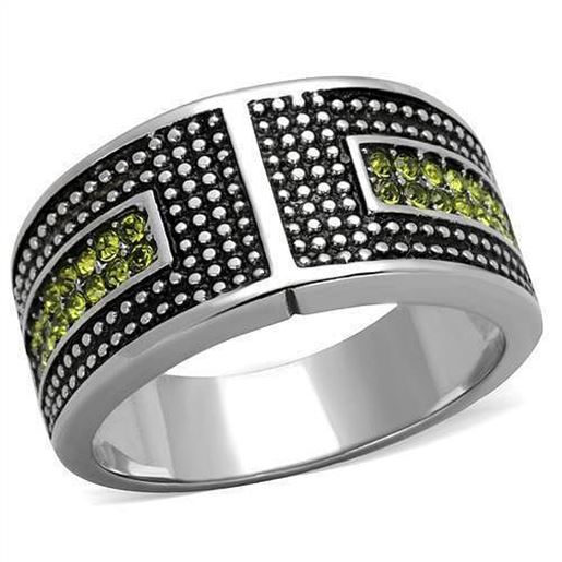 Picture of TK2022 - Stainless Steel Ring High polished (no plating) Women Top Grade Crystal Olivine color