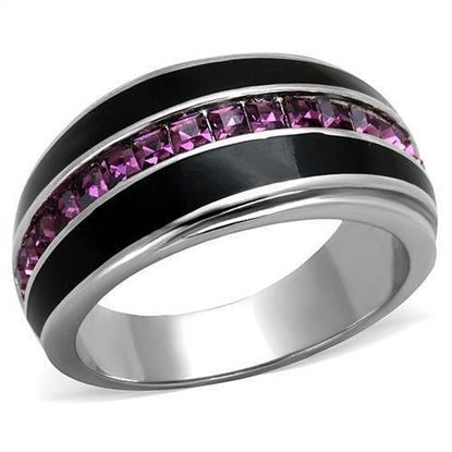 Picture of TK2023 - Stainless Steel Ring High polished (no plating) Women Top Grade Crystal Amethyst