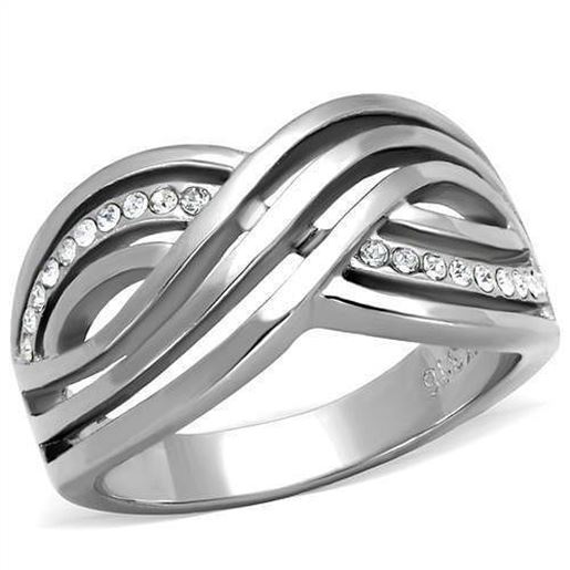 Picture of TK2025 - Stainless Steel Ring High polished (no plating) Women Top Grade Crystal Clear