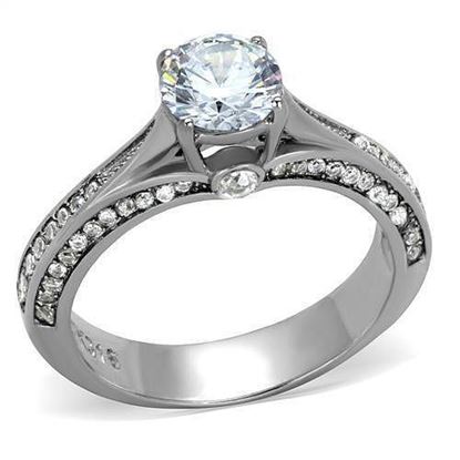 Picture of TK2026 - Stainless Steel Ring High polished (no plating) Women AAA Grade CZ Clear