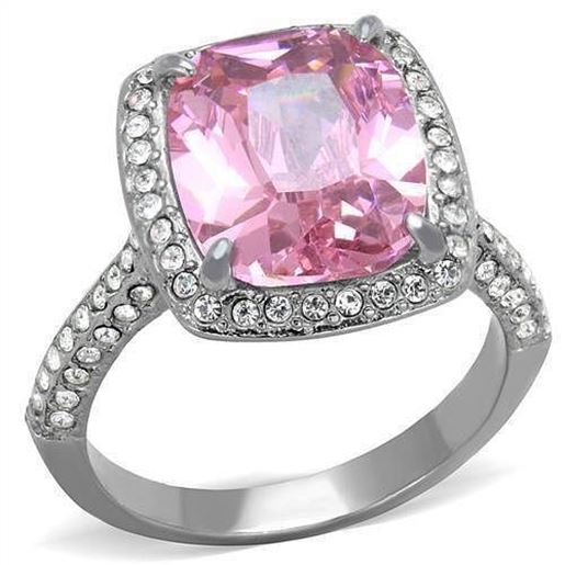 Picture of TK2027 - Stainless Steel Ring High polished (no plating) Women AAA Grade CZ Rose