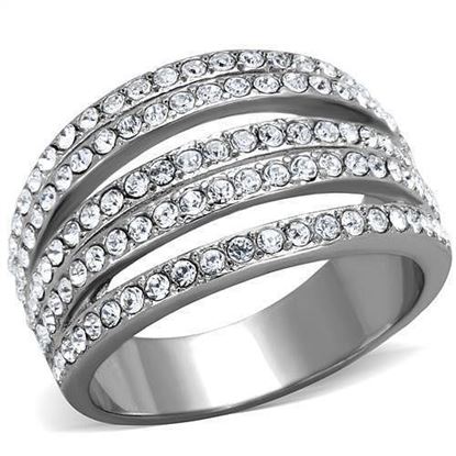 Picture of TK2029 - Stainless Steel Ring High polished (no plating) Women Top Grade Crystal Clear