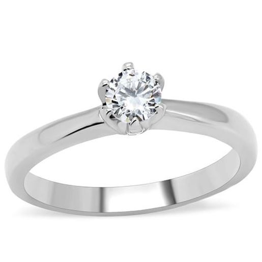 Picture of TK203 - Stainless Steel Ring High polished (no plating) Women AAA Grade CZ Clear