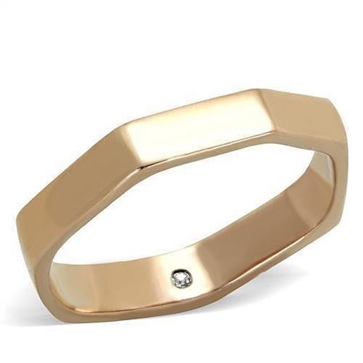 Picture of TK2030 - Stainless Steel Ring IP Rose Gold(Ion Plating) Women Top Grade Crystal Clear