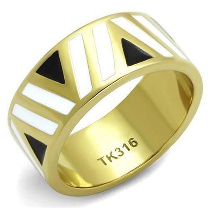 Picture of TK2037 - Stainless Steel Ring IP Gold(Ion Plating) Women Epoxy Multi Color