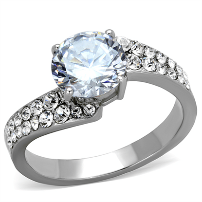 Picture of TK2040 - Stainless Steel Ring High polished (no plating) Women AAA Grade CZ Clear