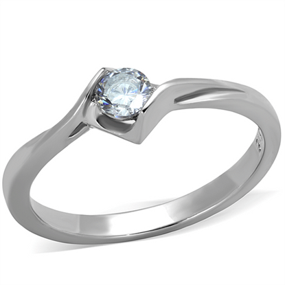 Picture of TK2042 - Stainless Steel Ring High polished (no plating) Women AAA Grade CZ Clear