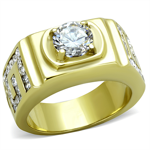 Picture of TK2045 - Stainless Steel Ring IP Gold(Ion Plating) Men AAA Grade CZ Clear