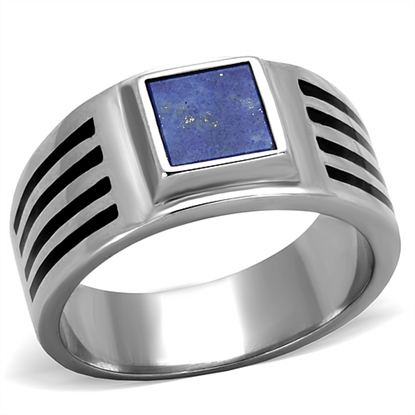 Picture of TK2047 - Stainless Steel Ring High polished (no plating) Men Precious Stone Montana