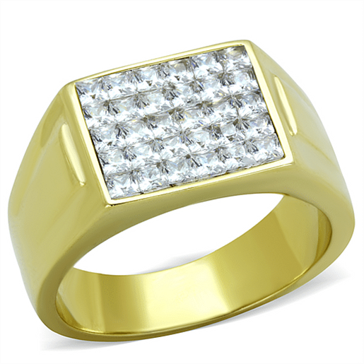 Picture of TK2048 - Stainless Steel Ring IP Gold(Ion Plating) Men AAA Grade CZ Clear