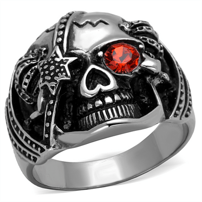 Picture of TK2061 - Stainless Steel Ring High polished (no plating) Men Top Grade Crystal Orange