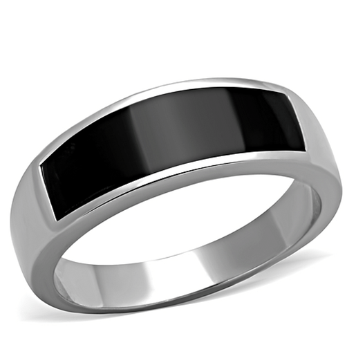 Picture of TK2062 - Stainless Steel Ring High polished (no plating) Men Epoxy Jet