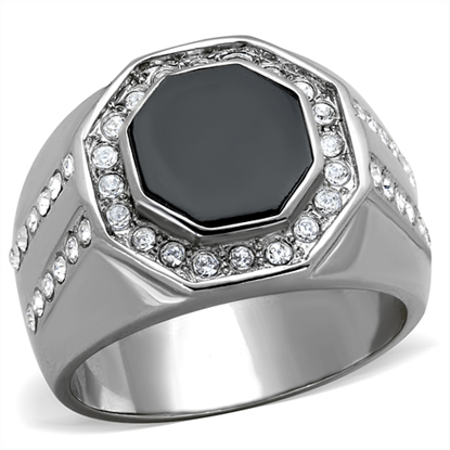 Picture of TK2066 - Stainless Steel Ring High polished (no plating) Men Top Grade Crystal Clear