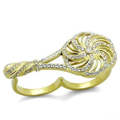 Picture of TK2107 - Stainless Steel Ring IP Gold(Ion Plating) Women Top Grade Crystal Clear