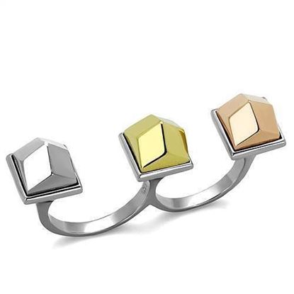 Picture of TK2109 - Stainless Steel Ring Three Tone IP?â‚¬IP Gold & IP Rose Gold & High Polished) Women No Stone No Stone