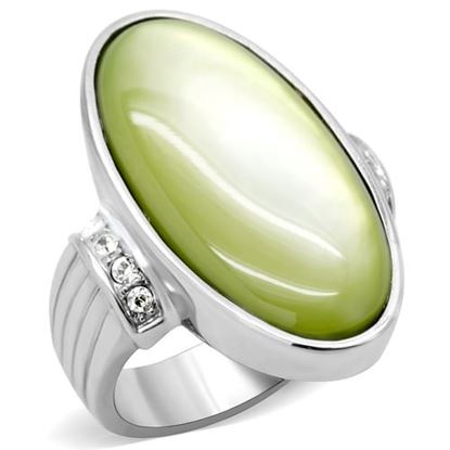 Picture of TK211 - Stainless Steel Ring High polished (no plating) Women Precious Stone Apple Green color