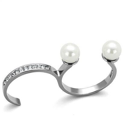 Picture of TK2110 - Stainless Steel Ring High polished (no plating) Women Synthetic White