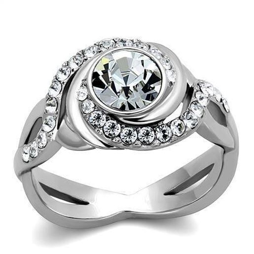 Picture of TK2111 - Stainless Steel Ring High polished (no plating) Women Top Grade Crystal Clear