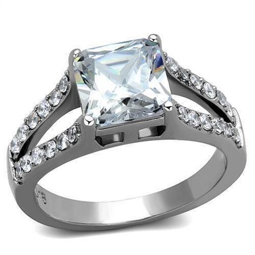 Picture of TK2112 - Stainless Steel Ring High polished (no plating) Women AAA Grade CZ Clear