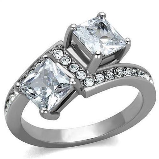 Picture of TK2113 - Stainless Steel Ring High polished (no plating) Women AAA Grade CZ Clear