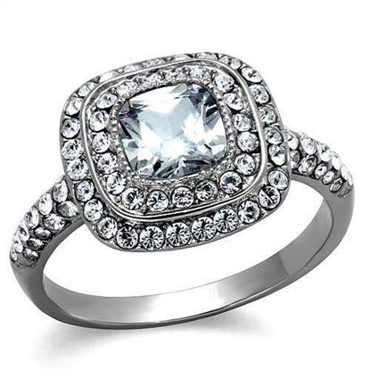 Picture of TK2114 - Stainless Steel Ring High polished (no plating) Women AAA Grade CZ Clear