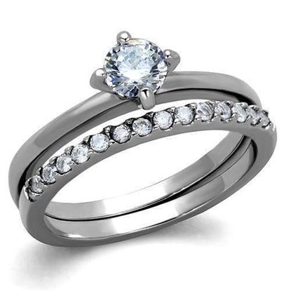 Picture of TK2115 - Stainless Steel Ring High polished (no plating) Women AAA Grade CZ Clear