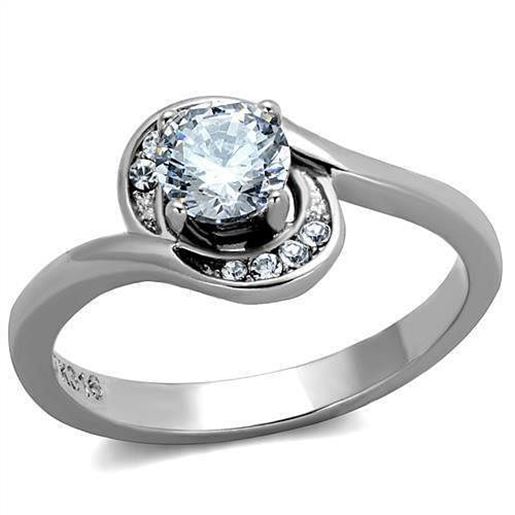 Picture of TK2116 - Stainless Steel Ring High polished (no plating) Women AAA Grade CZ Clear