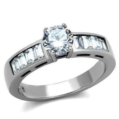 Picture of TK2117 - Stainless Steel Ring High polished (no plating) Women AAA Grade CZ Clear