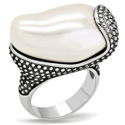 Picture of TK212 - Stainless Steel Ring High polished (no plating) Women Synthetic White