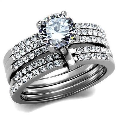 Picture of TK2120 - Stainless Steel Ring High polished (no plating) Women AAA Grade CZ Clear