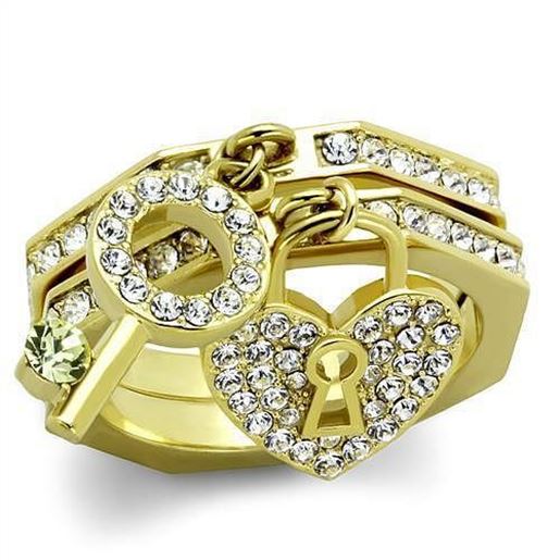 Picture of TK2127 - Stainless Steel Ring IP Gold(Ion Plating) Women Top Grade Crystal Citrine Yellow